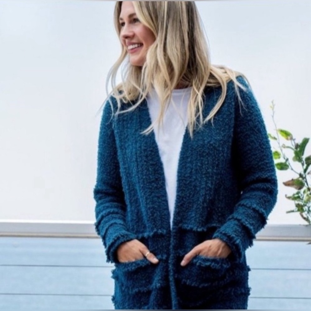 Barefoot Dreams CozyChic Boardwalk Cardigan Deep Teal